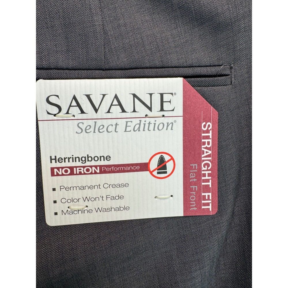 Savane Select Edition Dress Pants 36x30 Grey Wolf Herringbone Straight - Picture 3 of 16
